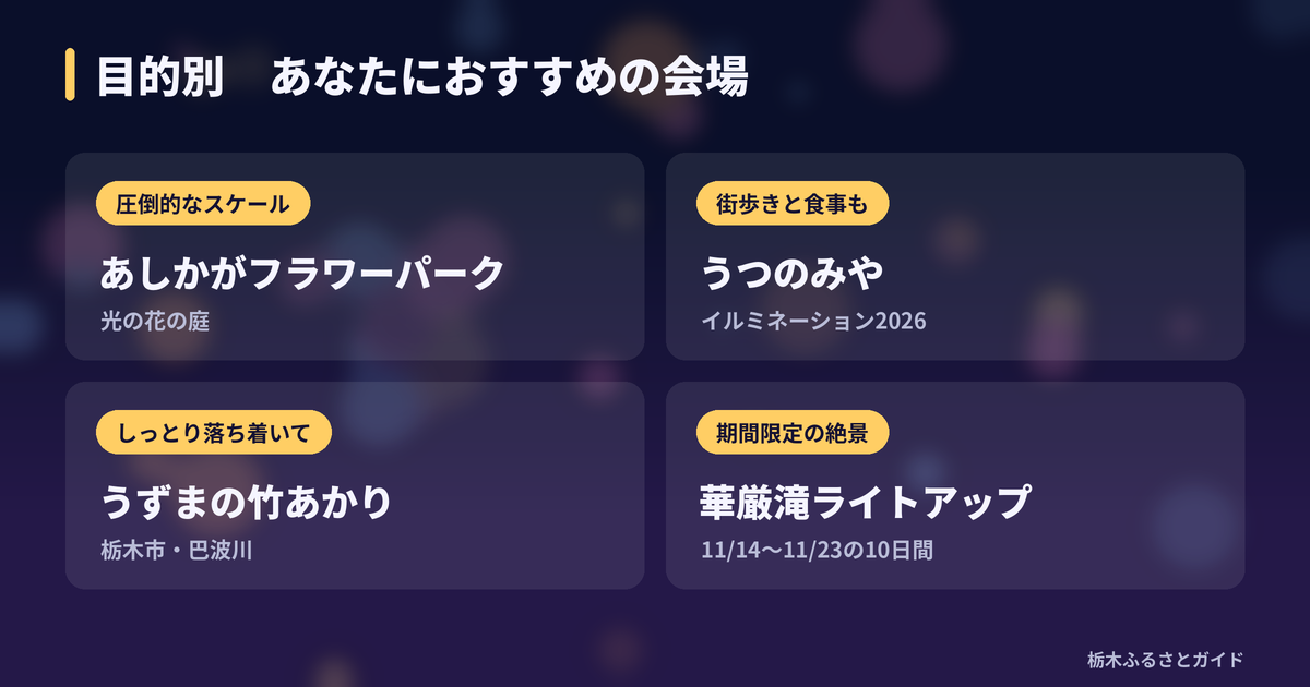 目的別のおすすめイルミネーション会場